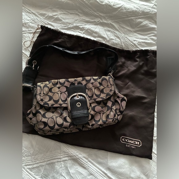 Vintage Y2K Coach Signature Shoulder Bag Black